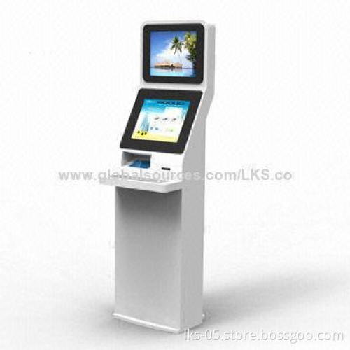 Stand PC Touch Screen Kiosk with 19-inch Advertising Display and Full Keyboard Functions